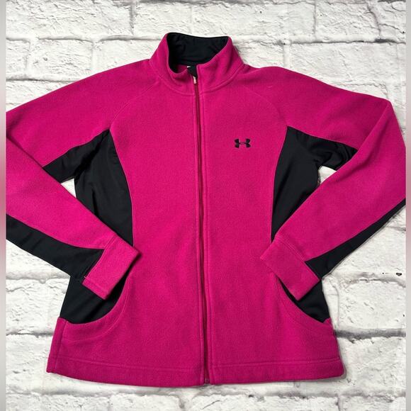 Under Armour women’s pink zip fleece jacket size large - Picture 2 of 7